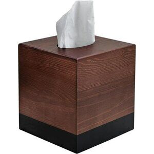 Wood tissue box cover square wooden tissue holder bathroom bedroom table decor